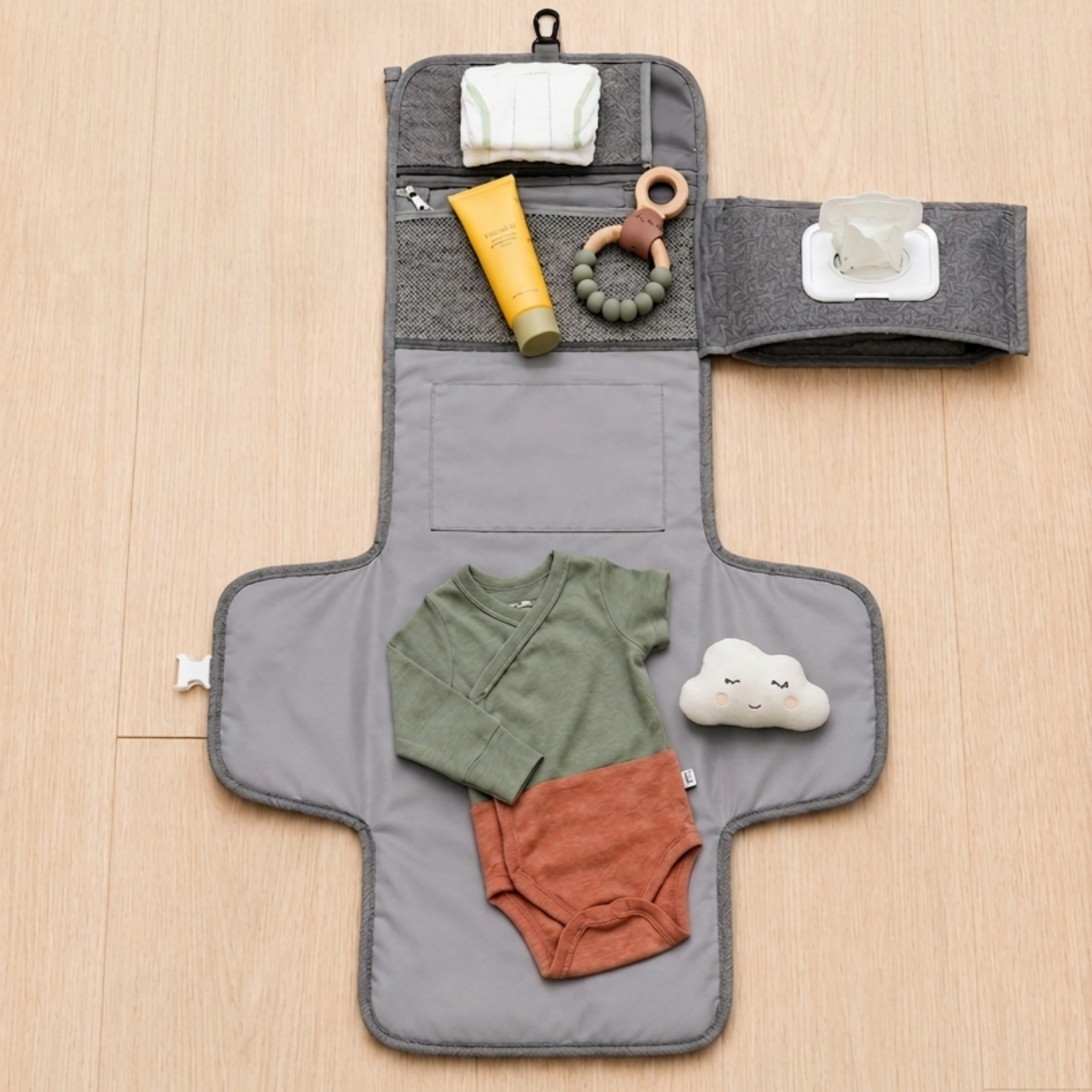Matelas à langer gris ouvert