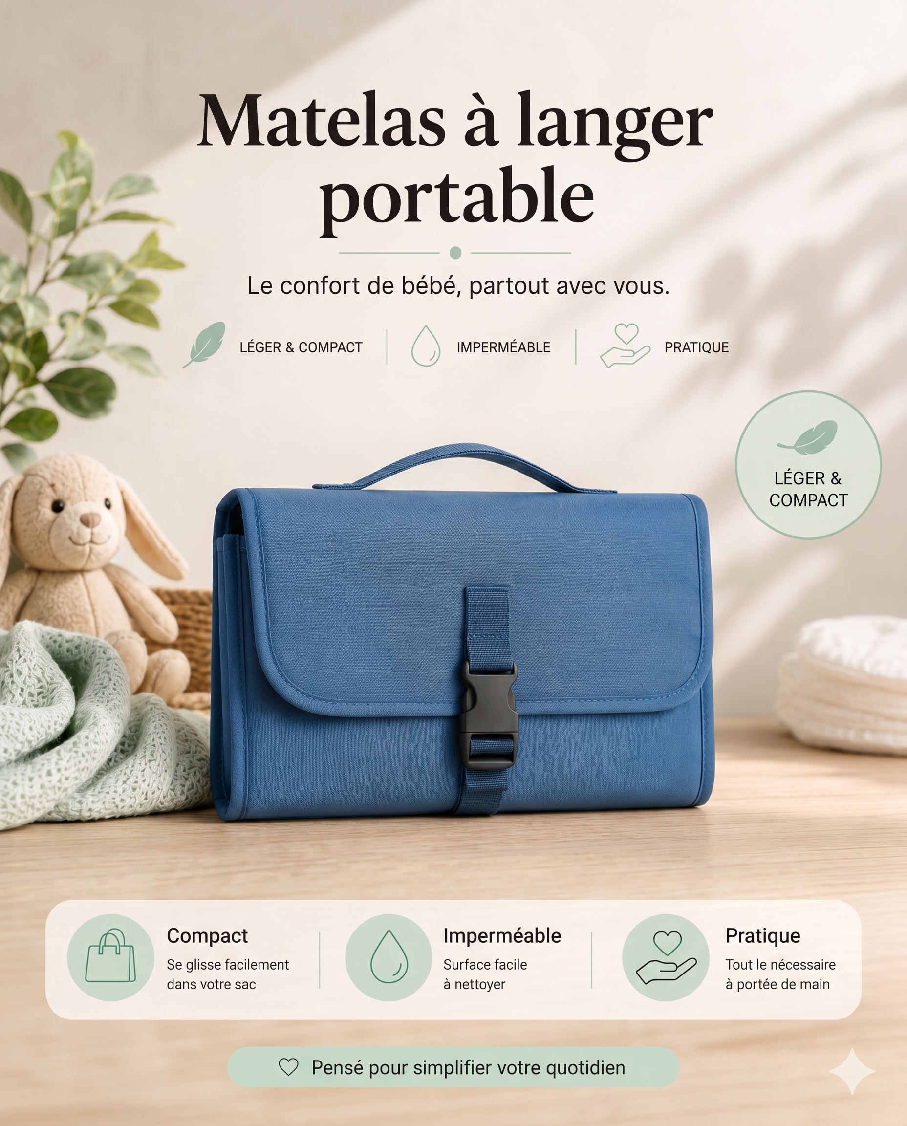 Matelas à langer - Bleu